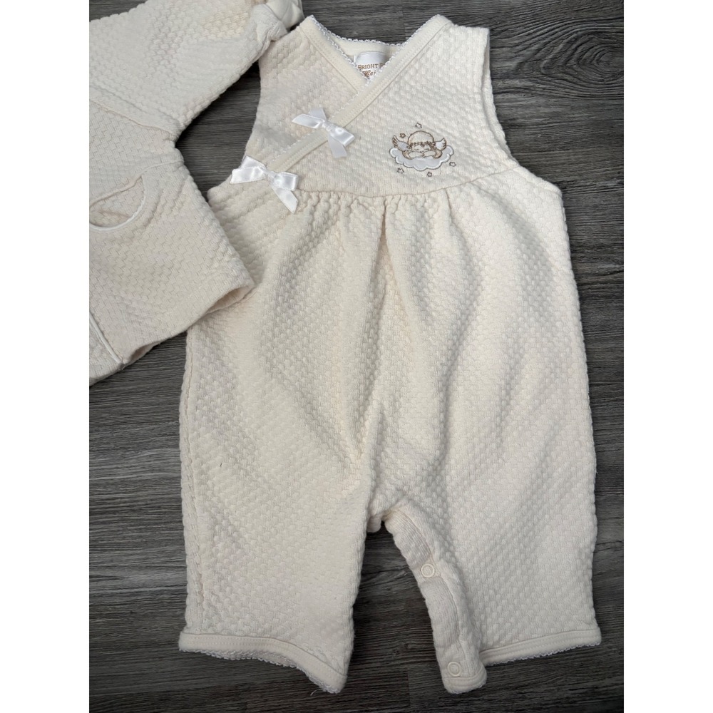 Bright Future Heirlooms Baby Angel‎ Quilted Romper & Jacket Set Cream 3M
